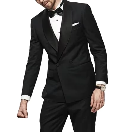 New Design Black Double Breasted Men Suits Slim Fit Formal Wedding Tuxedos for Boyfriend Fashion Elegant Homme Groom Sets