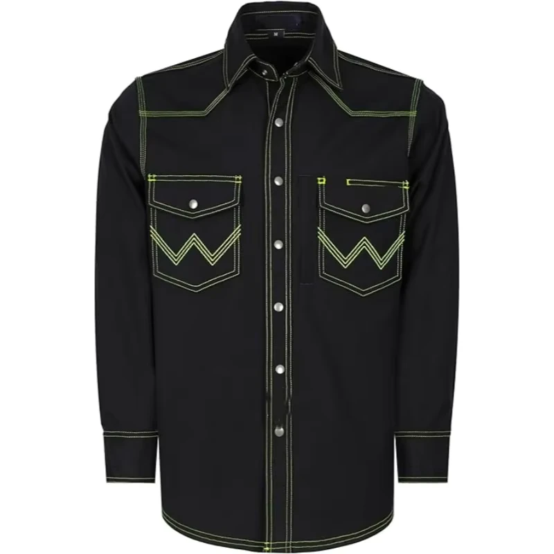 New Design FR Flame Retardant Waterproof 8.5OZ Metal Snap Loose Fit Shirts Arc Flash Safety Fire Proof CAT2