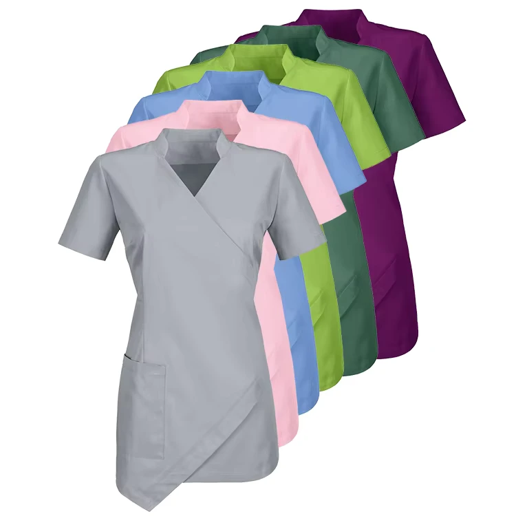 New Design Hospital Uniforms With Irregular Hem Beauty Salon Wear Womens Uniforms Nurses Scrub Uniform