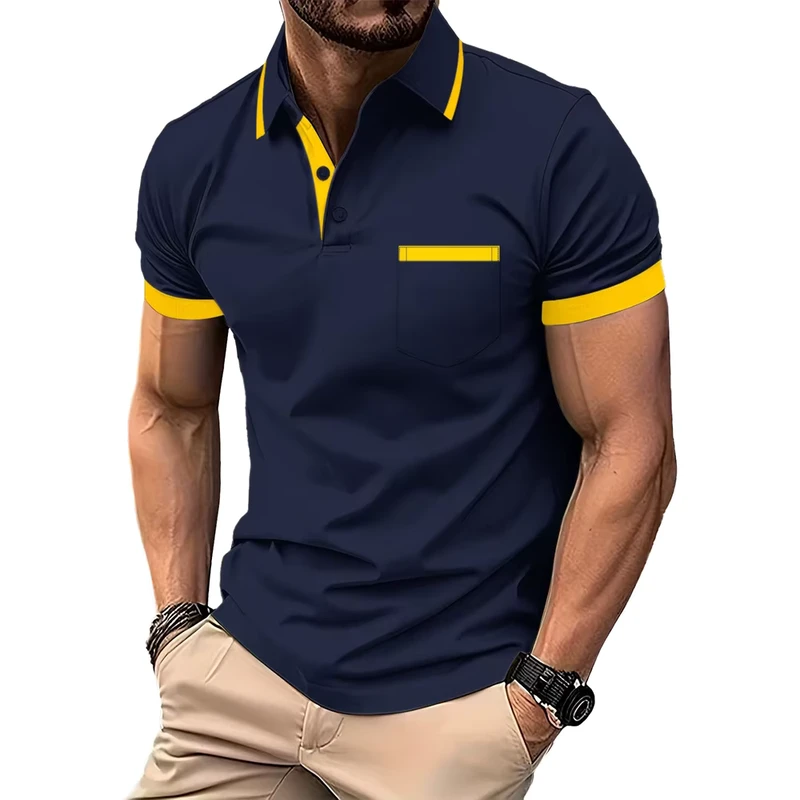New Design Logo Men's Polo Shirts Short Sleeve Collar Tennis Shirt Casual Work T Shirt