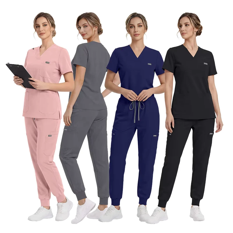 New Design Unisex Medical Scrubs Custom Logo Medical Work Wear Breathable Stretch Hospital Uniforms Unisex Nurse Scrub
