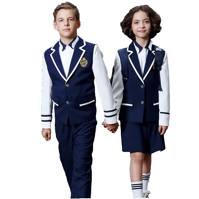 New Designs School Uniform Manufacturer Unisex Blazer Set for Kindergarten and Primary School Uniforms