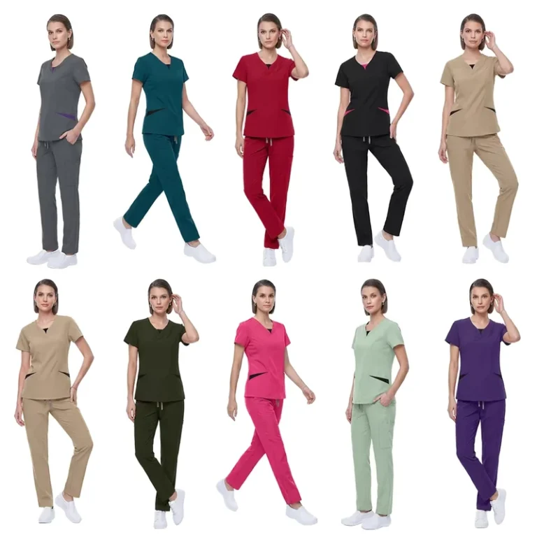 New-Fashion-Custom-Logo-Womens-Medical-Scrubs-Set-Stretch-Spandex-Hospital-Uniform-Professional-Surgical-Scrubs-Nurse-Uniform