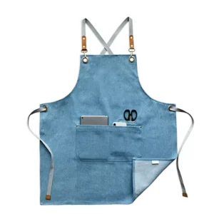 New Fashion Denim Kitchen Aprons for Woman Men Chef Work Apron for Grill Restaurant Bar Shop Cafes Beauty Nails Studios Uniform