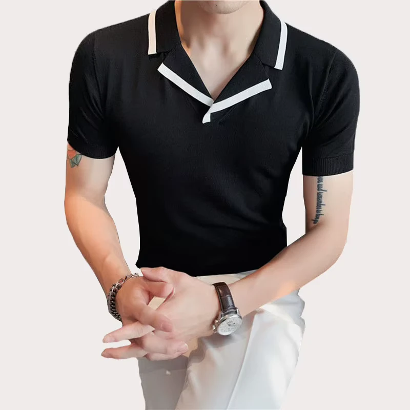 New Fashion Design Men Knitwear Short Sleeve T shirt Casual Polo Shirt Men