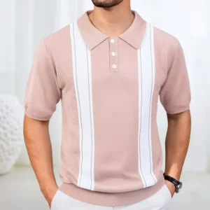 New Fashion Men’s for Polo Shirts Breathable Knitted Sweatshirt T Shirt Short Length Two Colors Combination