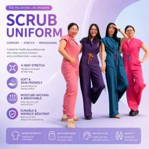 New Fashionable Side Slits Wide leg Pants Jumpsuit Scrub Women Spandex Blend Stretchy Medical Nursing Scrub One Piece Jumpsuit