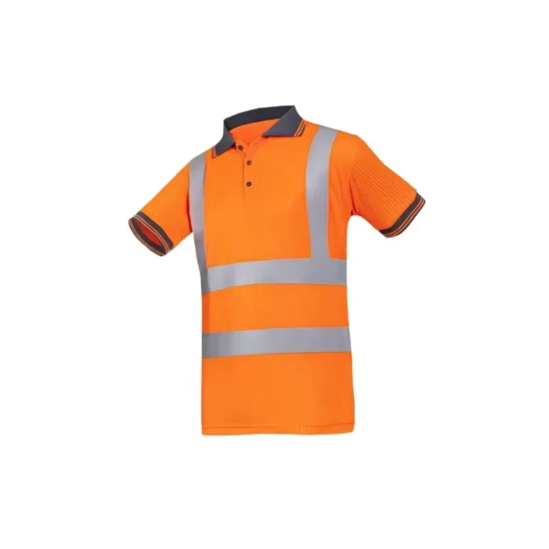 New High Quality Short Sleeve Safety Hi Vis Polo Shirts for Men with Elastic Reflective Strips