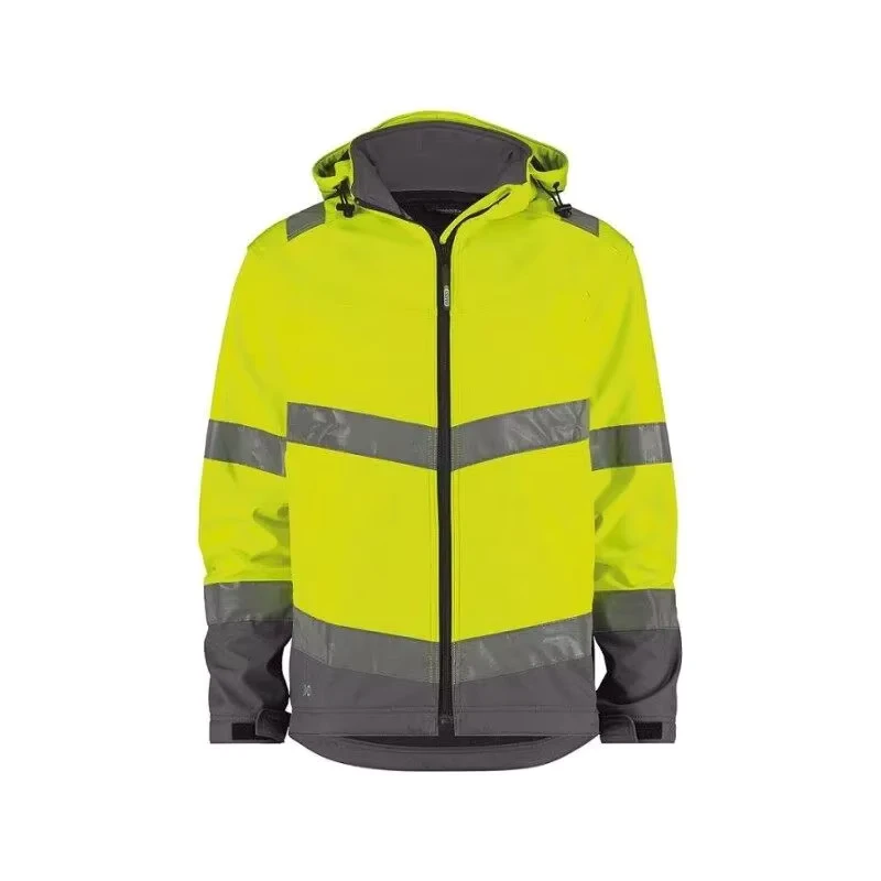 New High Visibility Work Jacket Outdoor Workwear Zipper Jacket Safety Reflective Work Softshell Jackets