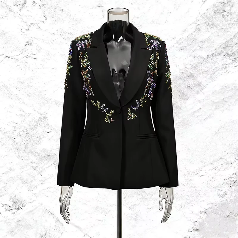 New High-quality Suit Colorful Diamonds Intellectual and Elegant Waist Slim Suit for Formal