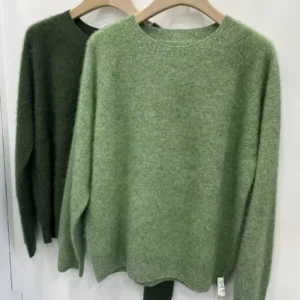New Ladies Vintage Casual Knitted Sweater 5% Cashmere Crew Neck Drop Shoulder Breathable Soft Warmth Front Custom Winter