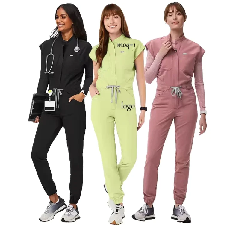 New-Online-Designer-Green-with-Pouch-Uniforms-Scrubs-Jump-Suits-for-Women-logo-Scrubs-Hospital-Uniform