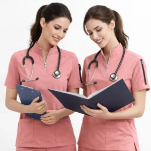 New Product Polo Neck Olive Green 4 Way Stretch Hospital Nurse Scrubs Set Multi Functional Pocket Nurse Uniform Surgical Scrubs