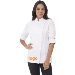 New Professional Chef Jacket Summer French Chef Uniform Unisex Shirt Twill Crossover Collar Washable Cook Costumes Restaurant