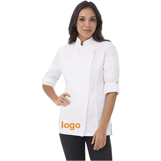 New Professional Chef Jacket Summer French Chef Uniform Unisex Shirt Twill Crossover Collar Washable Cook Costumes Restaurant