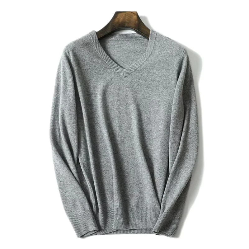 New Pure Cashmere 100% Sweater V neck Sweater Men Casual Clothing Cashmere Sweater Men
