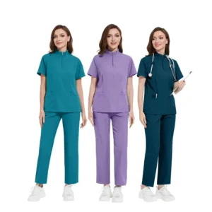 New Style Fashion Zipper Pullover Hospital Women Nurse Uniforms Set Stretch Custom Scrub Uniform Medical Uniform Set