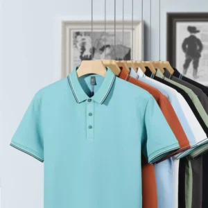 New Summer Polyester Cotton Unisex Blank Polo Shirts Custom Logo Printed Breathable Cooling Short Sleeved Polo T Shirt