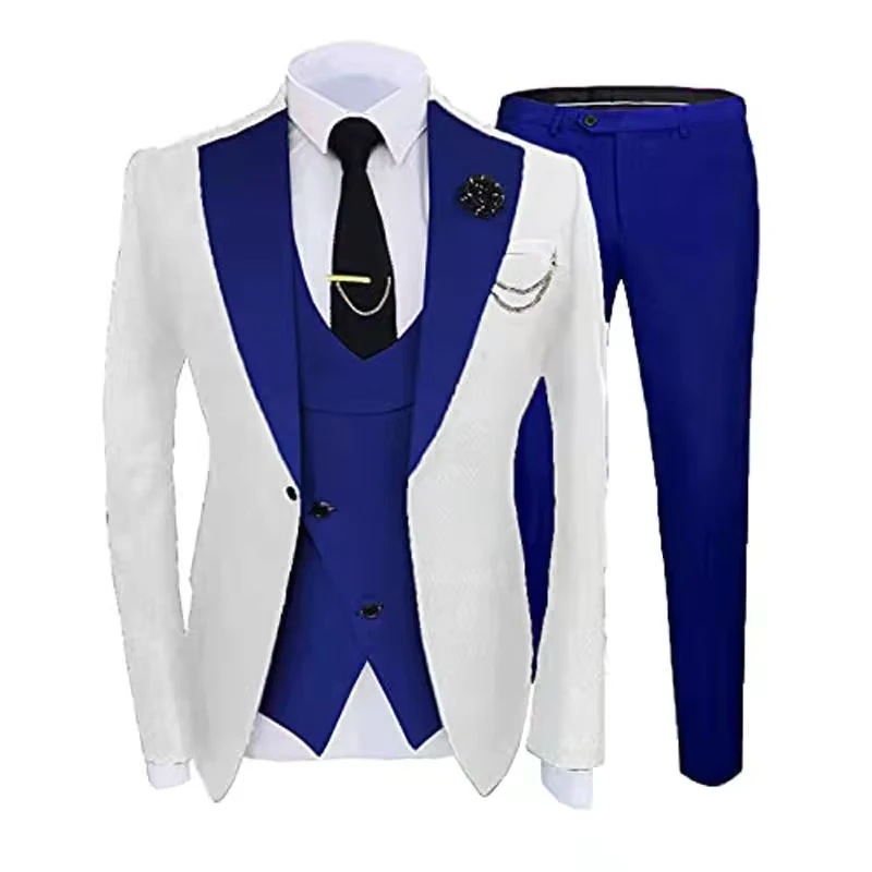New White Good Quality Suit Groomsmen Suit Three piece Prom Costume Fashion Apparel > Men's Clothing > Men's Suits