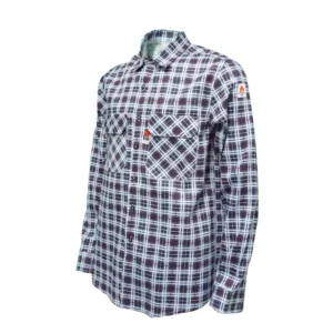 Nfpa 2112 Fr Plaid Shirt Work Custom Cotton Construction Welding Button Up Men t Flame Resistant Men’s Fr Plaid Shirt