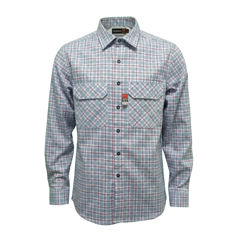 Nfpa 70e Compliant Work Shirt Work Construction t Long Sleeve Men Men's Welding Button Cotton Fr Shirt Plaid Pattern