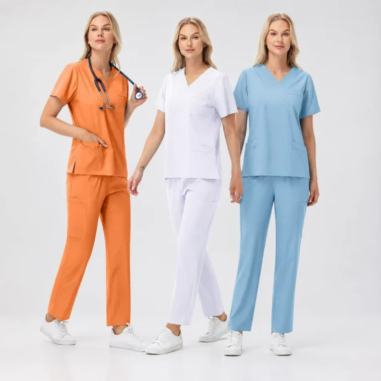 Niaahinn-Unisex-Hospital-Scrub-Set-Twill-Fabric-Spandex-Polyester-Material-Stretch-Breathable-V-Neck-Straight-Nurse-Uniform-Sets