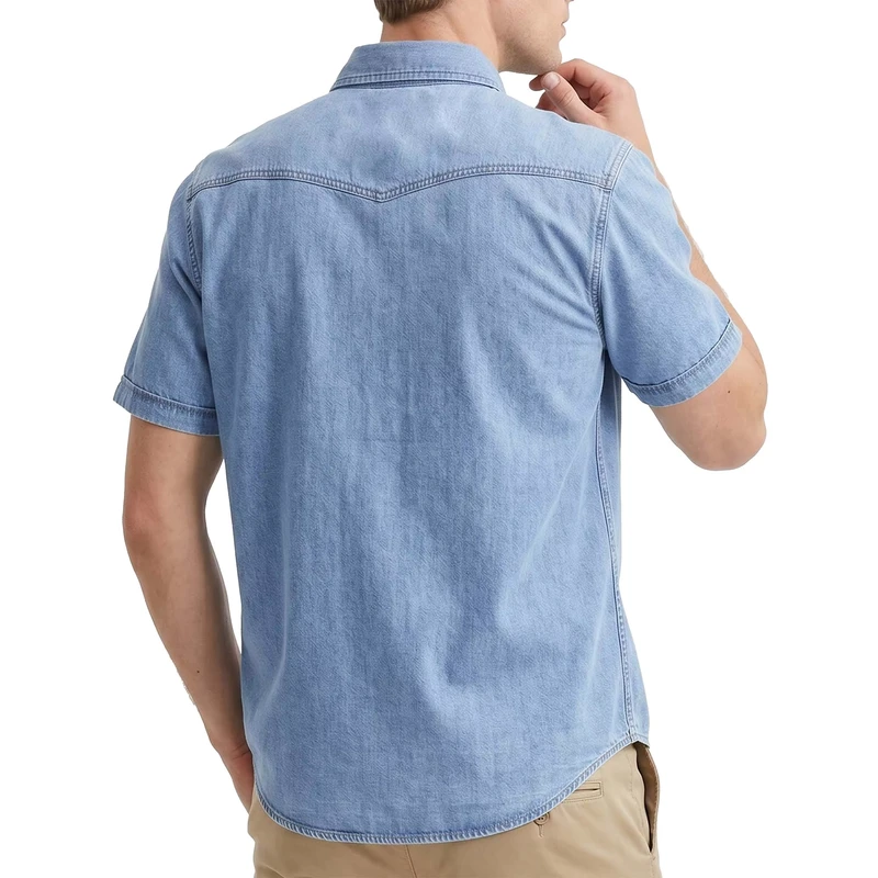 Non-FR Durable Breathable 6.5OZ High-Density Cotton Denim Pearl Snap Western Workwear Shirt Level D Hazard Protection Regular