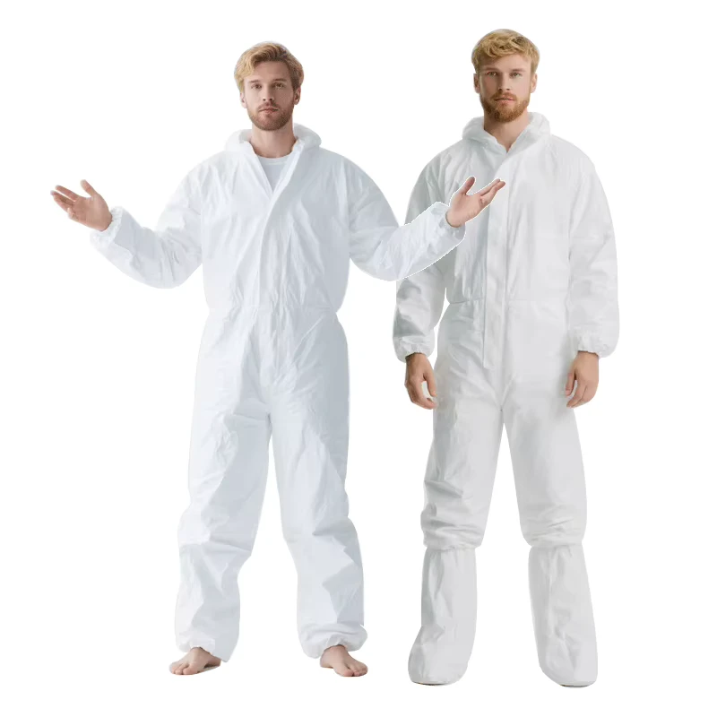 Non Woven Fabric Microporous Breathable Custom Hazmat Suit Factory Workwear Ppe Suit Safety Disposable Coverall With Hood
