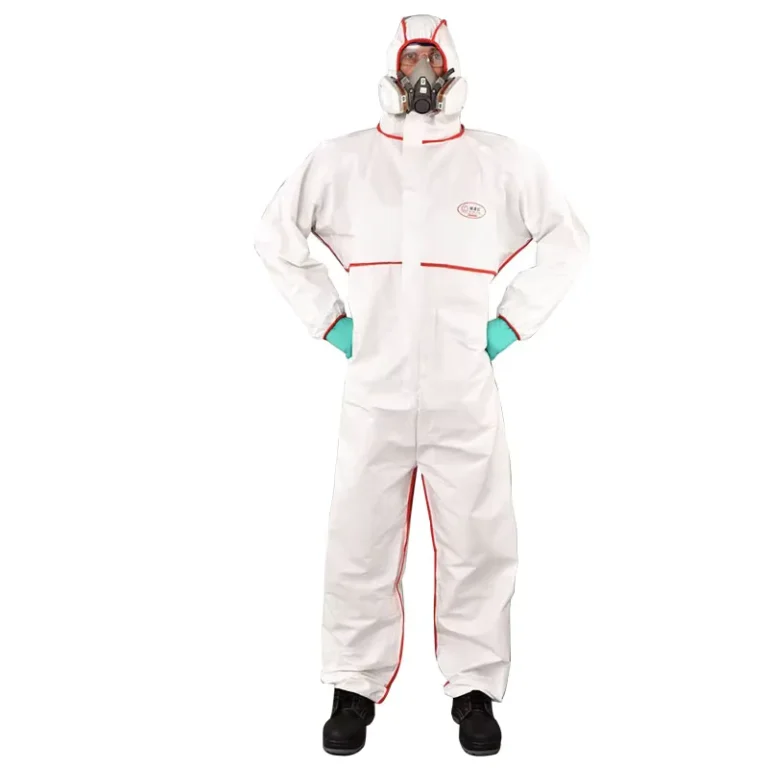 Non-Woven-Type-56-Microporous-Disposable-Coverall-Hooded-Chemical-White-Overalls