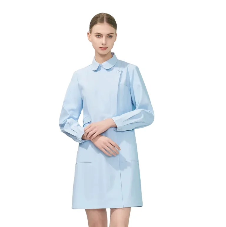 Nurse-Medical-Uniform-Integrated-Skirt-Slim-Fit-Waist-Cinching-Spring-Lightweight-Work-Uniform
