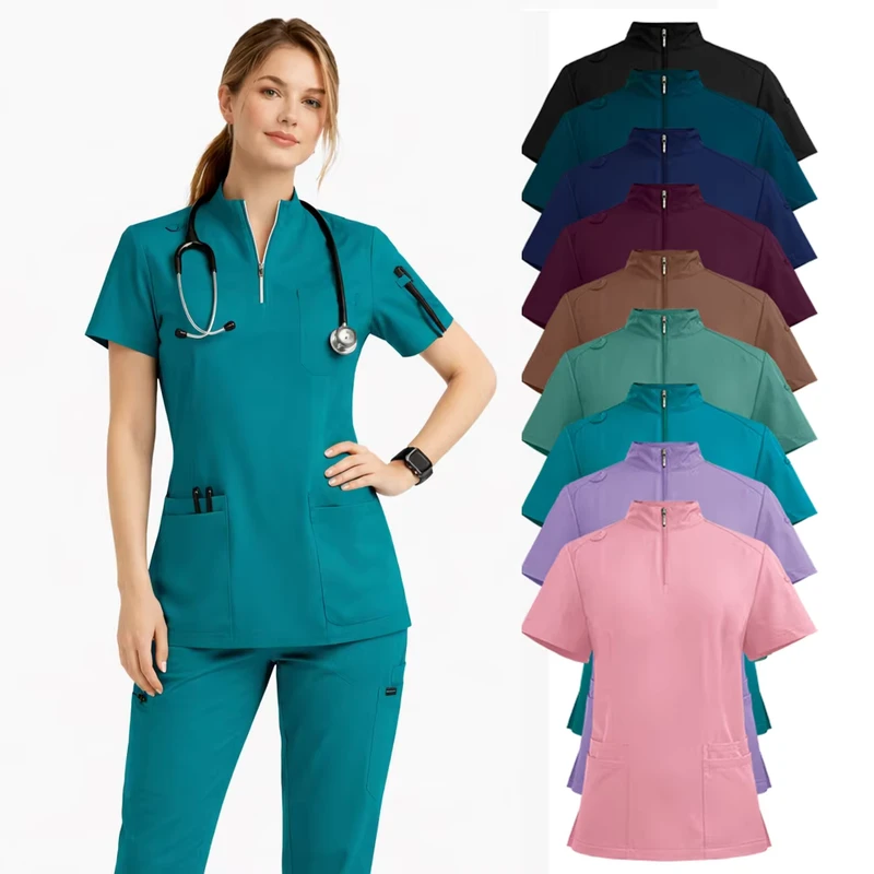 Nursing Scrubs Uniforms Stylish Sets Fashionable Medical Anti Wrinkle Soft Premium Fabric Washable Nursing Scrub Sets