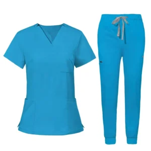 ODM Custom Logo Unisex Medical Scrub Tops Nurse Uniform Spandex Blend Hospital Use