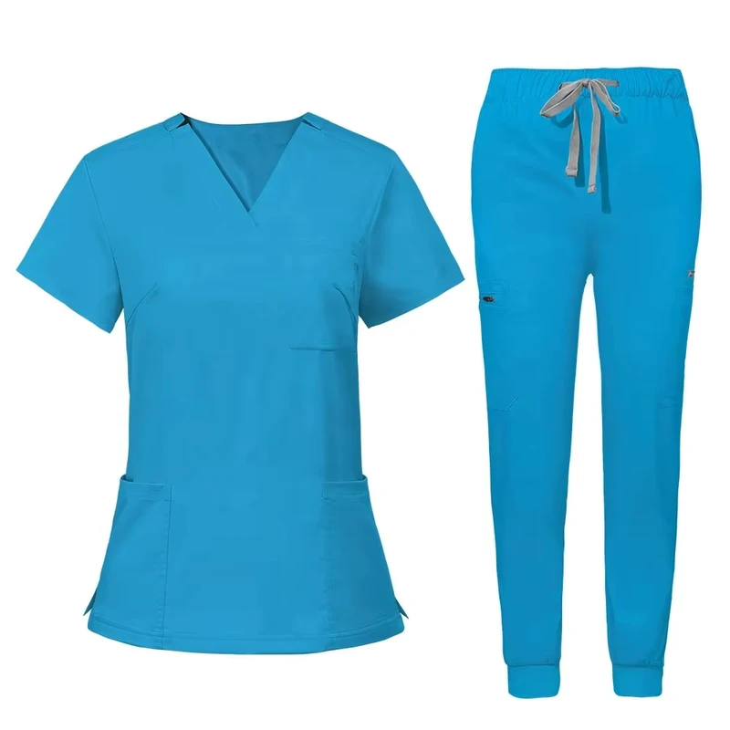 ODM Custom Logo Unisex Medical Scrub Tops Nurse Uniform Spandex Blend Hospital Use