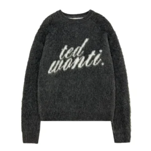 ODM Men’s Long Sleeve Black Mohair Knitted Pullover Sweater