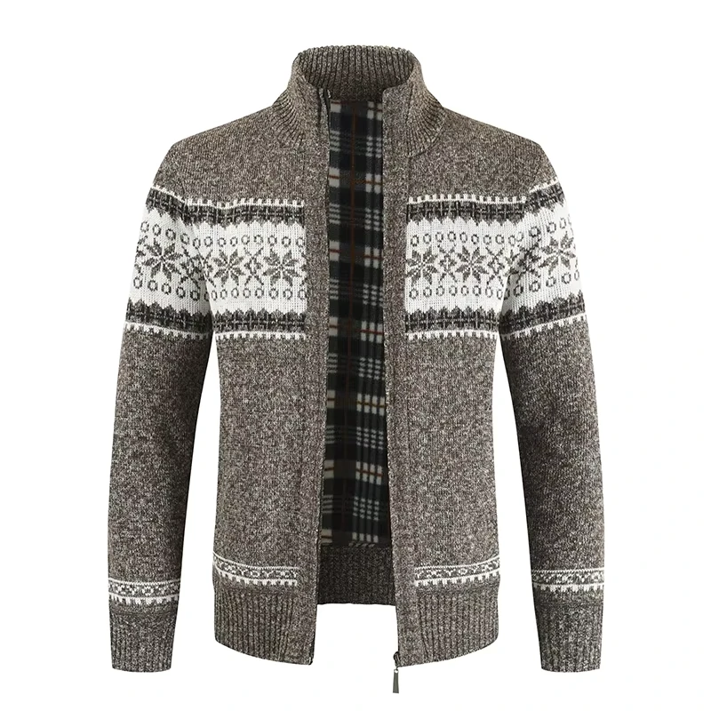 ODM OEM Men's Knit Cardigan Sweater Supplier with Stand Collar and Zipper