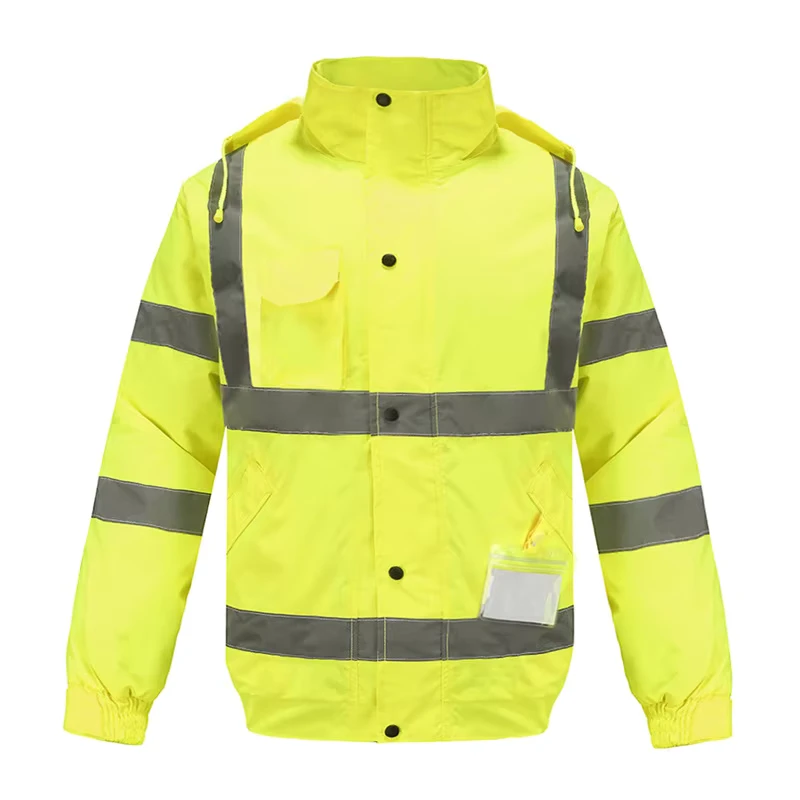ODM OEM Reflective Jacket Waterproof 300D Oxford High Vis Riding Clothes Warm Reflective Flight Cycling Safety Jacket