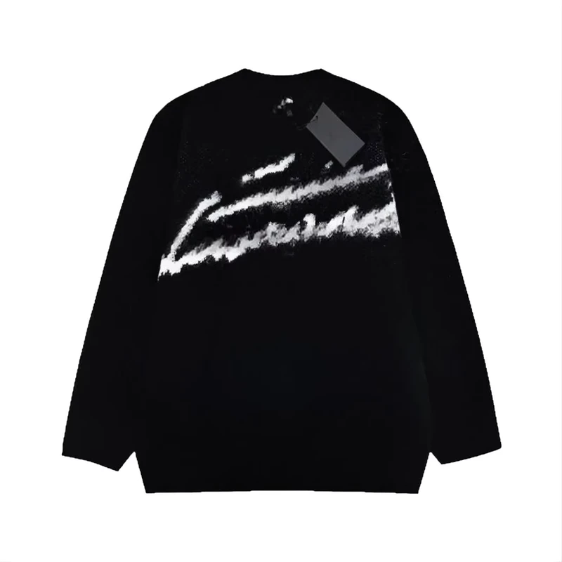 ODM Signature Sweater Womens Loose Knit Top Winter Lazy Style Black Long Sleeve Men Clothing