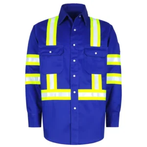 OEM 100% Cotton Reflective Workwear Breathable Flame Retardant Shirt for Factory Workers Plus Size Option