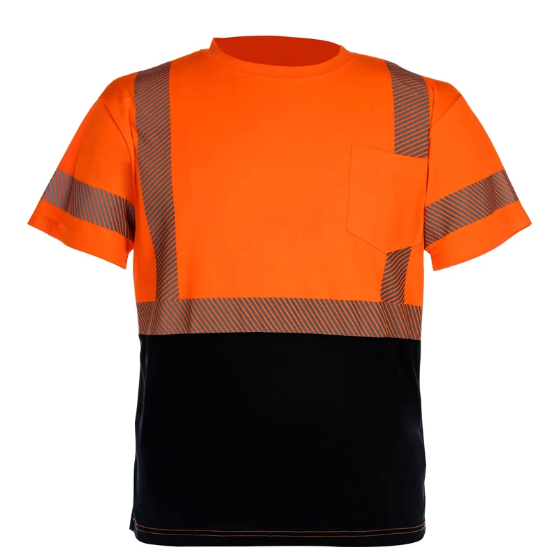 OEM 100% Polyester R Hi Vis Reflective Safety Quick Dry T Shirt for Men ANSI Class 3 High Visibility Construction Work T Shirt