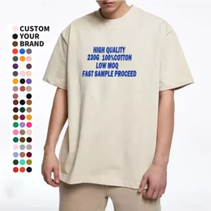 OEM 230GSM 100% Cotton Plain Short Sleeve Oversized Mens Tshirt Heavyweight Essentials Blank Custom Logo Boxy t Shirt