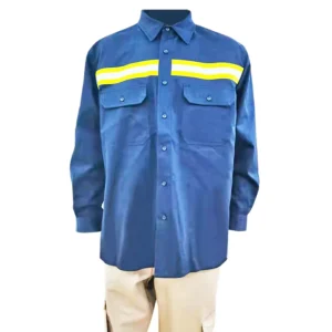 OEM 260gsm 88Cotton12 Nylon Flame Resistant Reflective Work Shirt HRC Level2 NFPA70E NFPA2112FR Long Sleeve Shirt