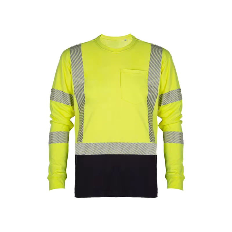 OEM ANSI Class 3 Reflective Long Sleeve Hi-vis Workwear Mens High Visibility Safety T shirts Work Hi Vis Shirt