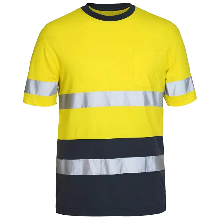 OEM Ansi CAT2 FR Green Yellow Class 3 Short Sleeve With Logo Reflective Orange Pack Hi vis T Black and Yellow Hi Vis Shirt