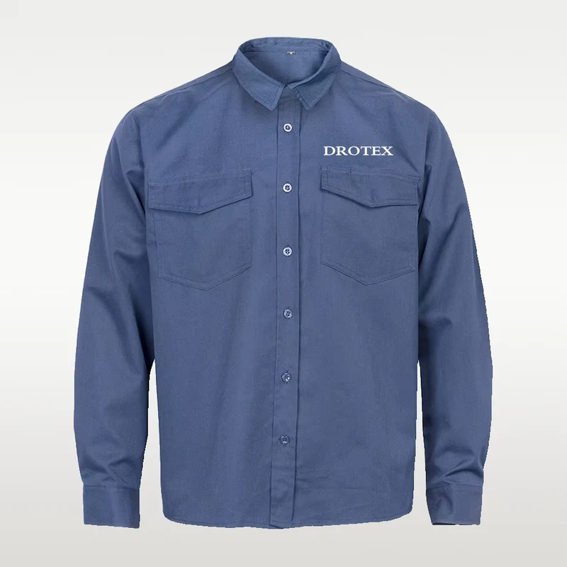 OEM Cotton Men Mechanic Fr Workwear Logo Shirt Safety Shirts Long Sleeve Reflective