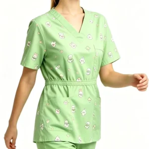 OEM Custom Cartoon Print Pediatric Nurse Uniform Set Antibacterial Elastic Waist Children’s Hospital Scrubs Workwear
