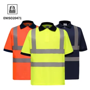 OEM Custom Class 2 High Visibility Safety Workwear Industrial Mining Construction Worker Hi Vis Polo Shirts