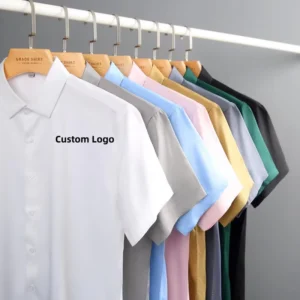 OEM Custom Design Solid Color Casual Short Sleeve Breathable Unisex Work Dress Shirt 100% Bamboo Fiber Front Logo Printed