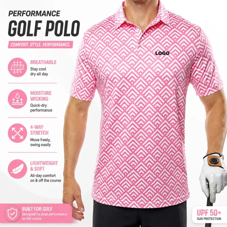 OEM-Custom-Lightweight-Mens-Golf-Polo-Shirt-Light-Pink-with-Polynesian-Design-Printed-Your-Brand-Logo-Sublimation-Technique