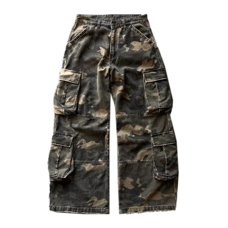 OEM-Custom-Logo-100-Cotton-Multi-Pockets-Wide-Leg-Baggy-All-Over-Print-Camouflage-Camo-Cargo-Pants-for-Men
