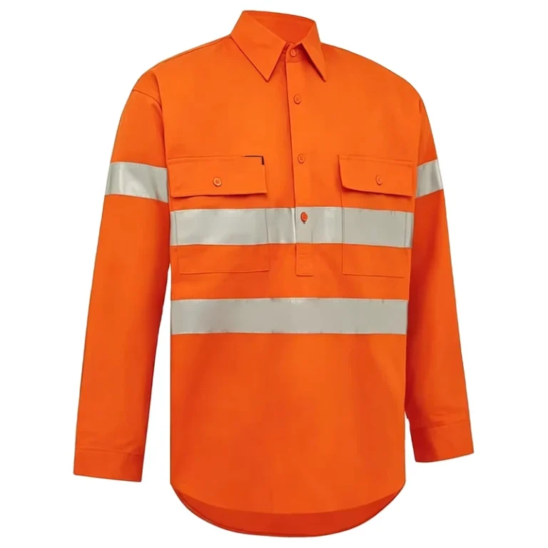 OEM-Custom-Logo-Half-Placket-Long-Sleeve-Hi-Vis-Reflective-Safety-Shirt-ANSI-Spring-Autumn-Industrial-Workwear